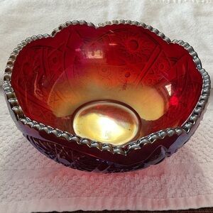 Indiana Glass Ruby Red Art Bowl
